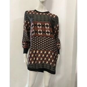 SAVE THE QUEEN silk mini vintage dress long sleeve pattern fall winter